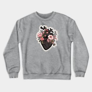 Black Goth Floral Anatomical Heart Crewneck Sweatshirt